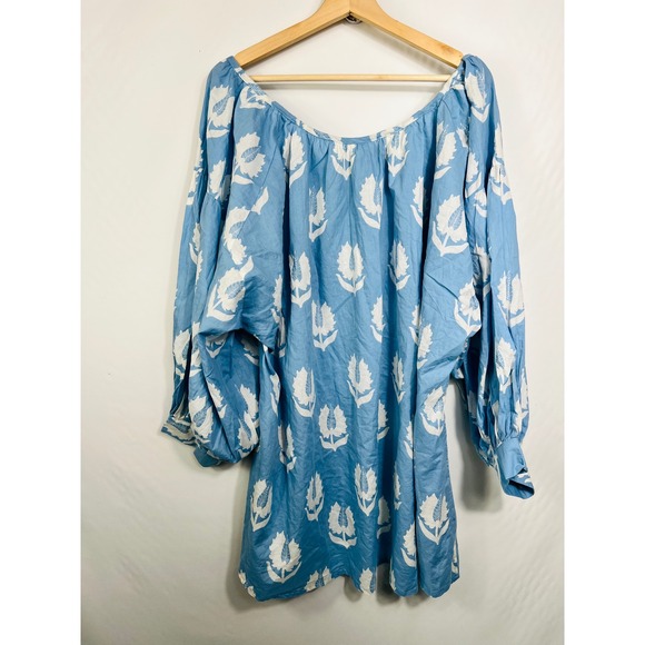 Daughters of India Ria Mini Dress in Sky Cotton Balloon Sleeve Boho M - Picture 9 of 13